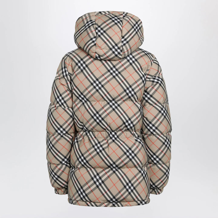 Burberry - Hooded check nylon puffer jacket in sand