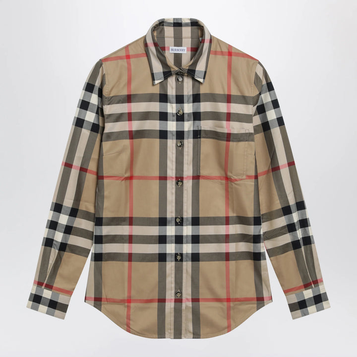 Burberry - Slim-fit cotton twill check shirt in archive beige