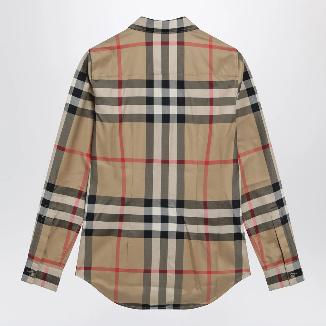 Burberry - Slim-fit cotton twill check shirt in archive beige