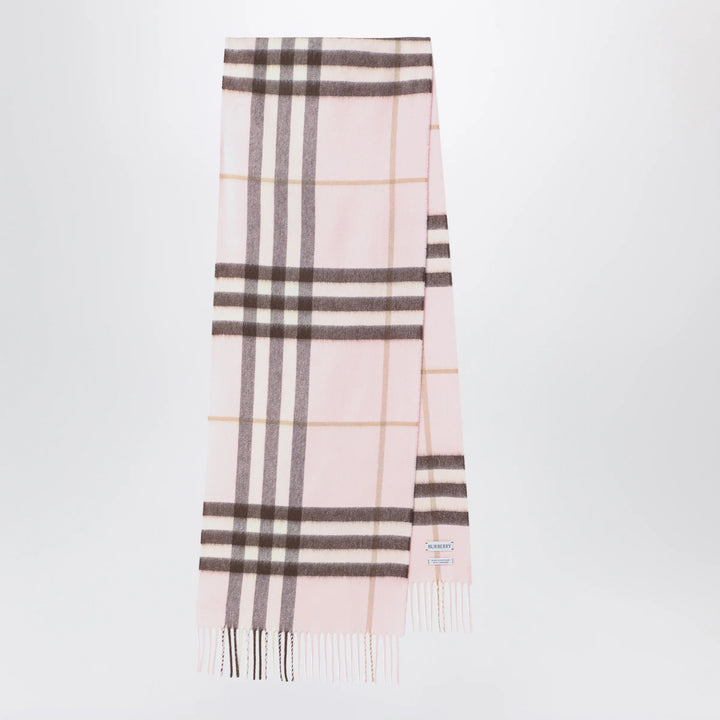 Burberry - Pink cashmere scarf with a checked pattern