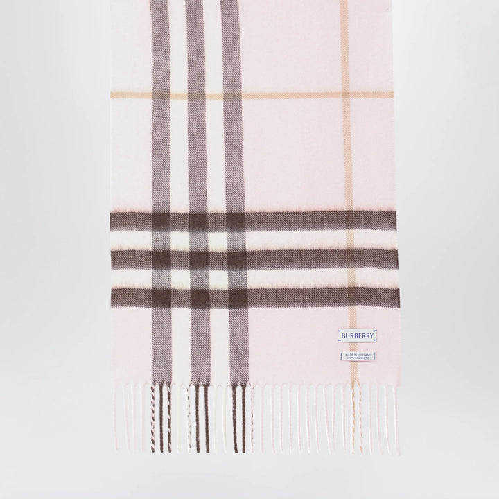 Burberry - Pink cashmere scarf with a checked pattern