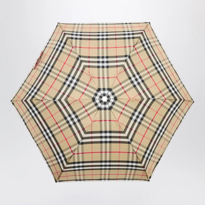 Burberry - Foldable Check umbrella in polyester, sand