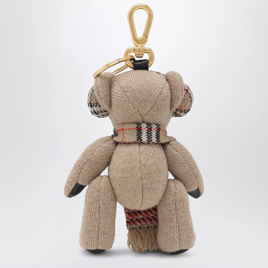 Burberry - Thomas teddy bear charm in wool and cashmere, sand