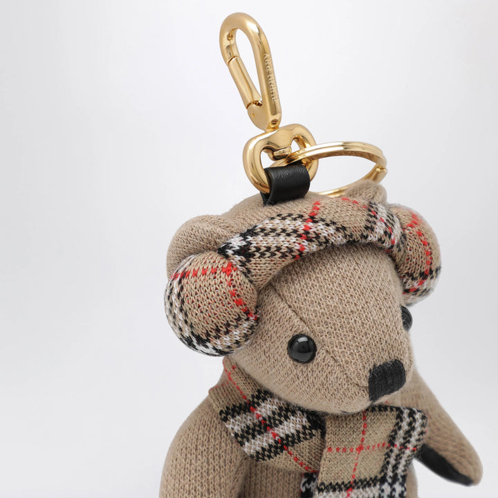 Burberry - Thomas teddy bear charm in wool and cashmere, sand