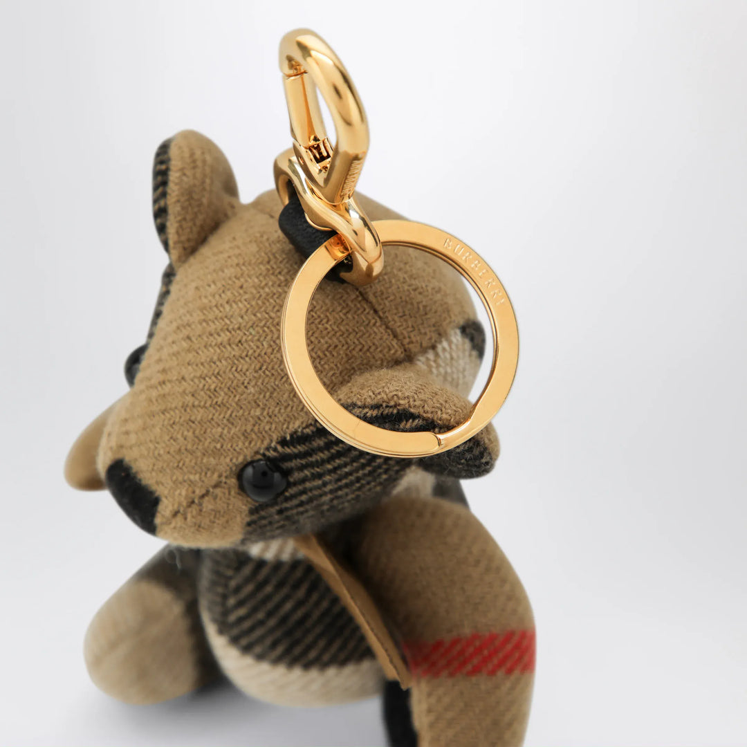 Burberry - Thomas teddy bear charm in check cashmere, beige Brand Apparel &amp; Accessories U