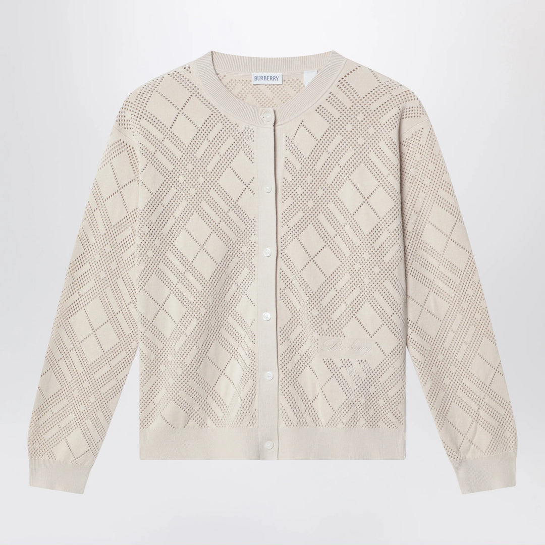Burberry - Openwork cotton cardigan in light beige