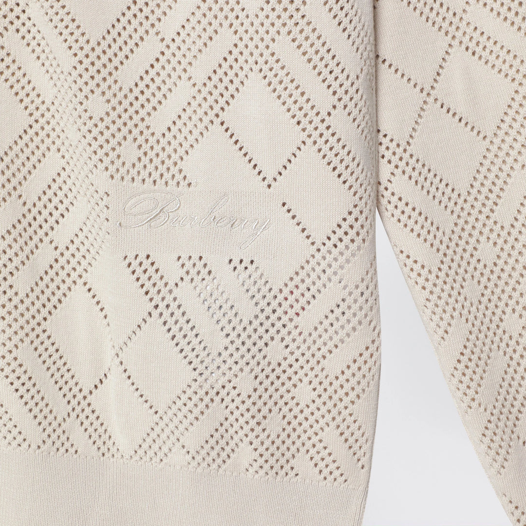 Burberry - Openwork cotton cardigan in light beige