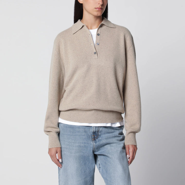 Róhe - Stone Mélange Wool and Cashmere Polo Shirt