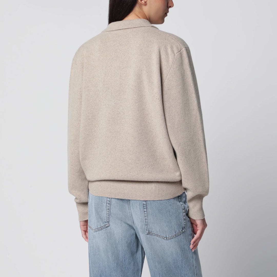 Róhe - Stone Mélange Wool and Cashmere Polo Shirt