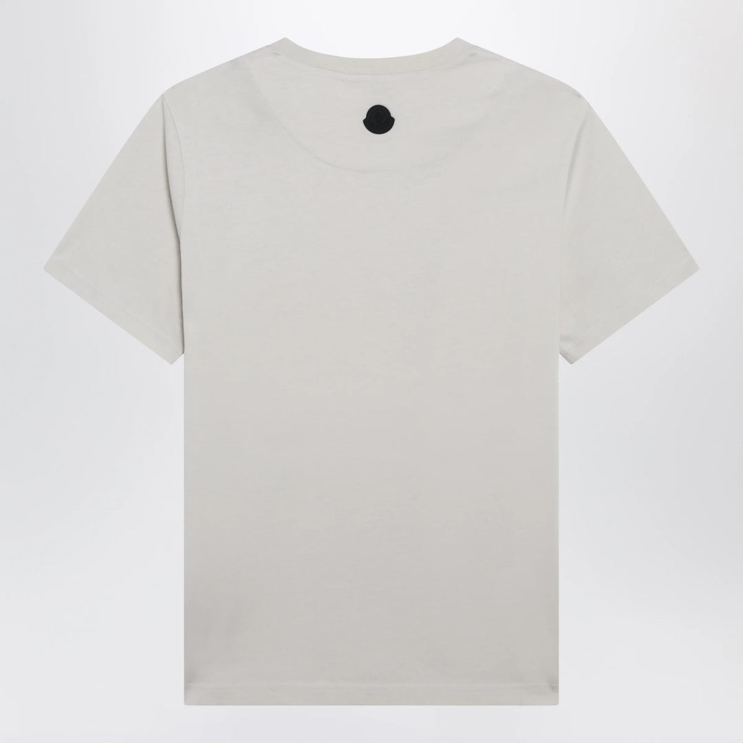 Moncler - Beige cotton T-shirt with embroidered logo