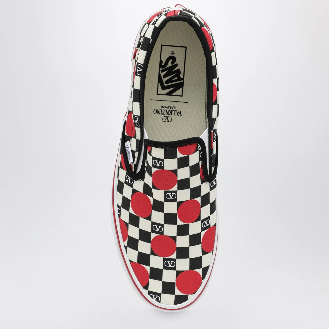Valentino Garavani X Vans - Slip-On Sneakers black/red with VLogo Checkerboard print and polka-dot detail
