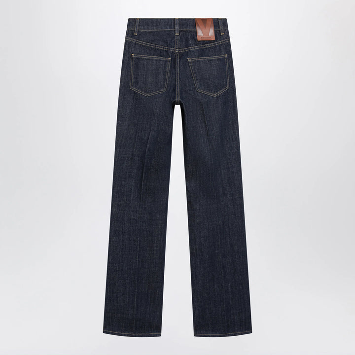 Valentino - Cotton denim pants with logo buttons, medium blue