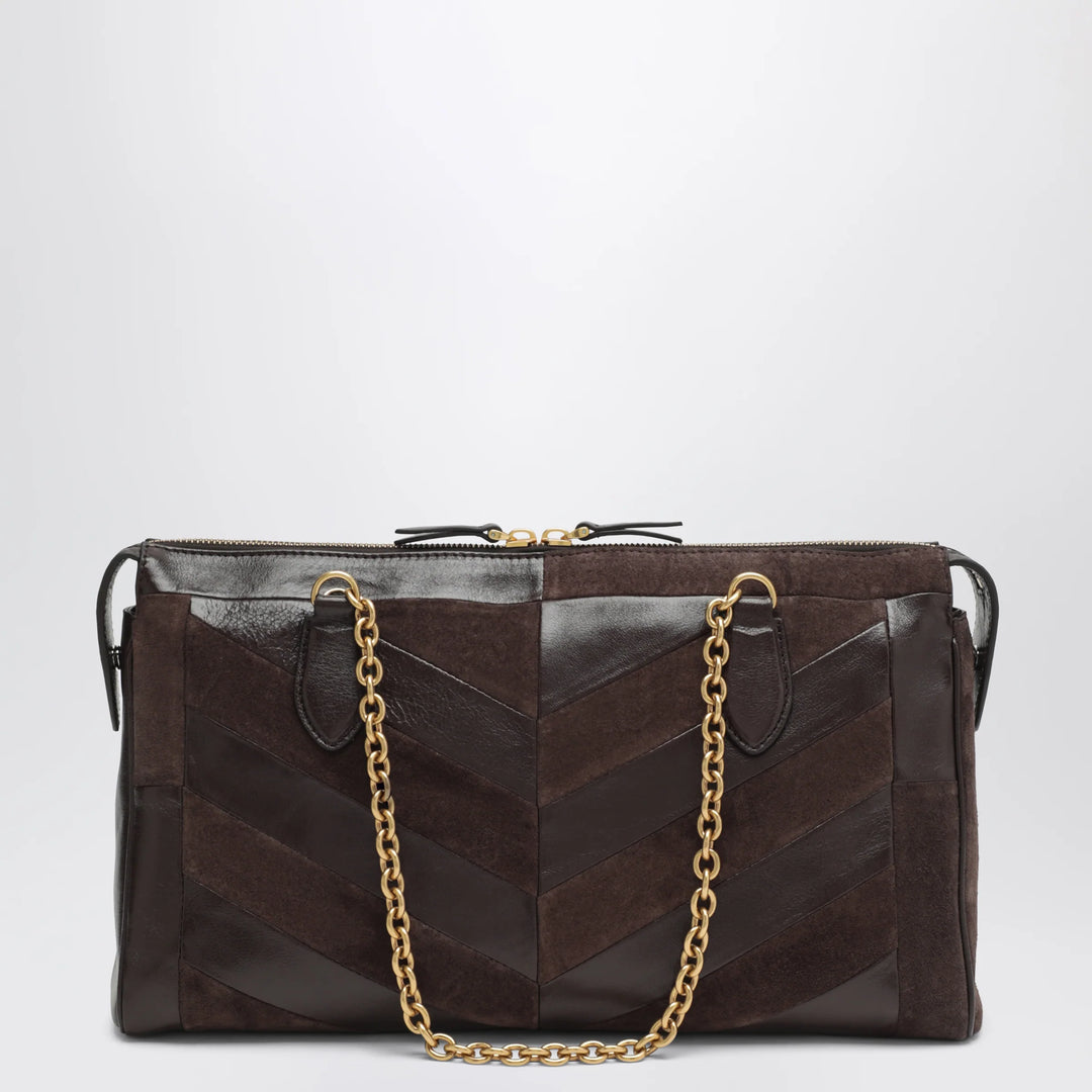 Valentino Garavani - Medium Panthea shoulder bag in suede and nappa leather with Chevron pattern