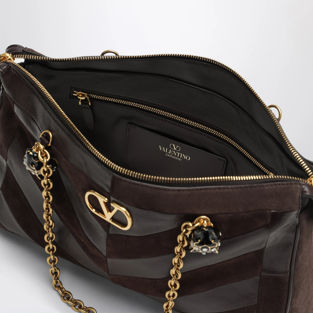 Valentino Garavani - Medium Panthea shoulder bag in suede and nappa leather with Chevron pattern