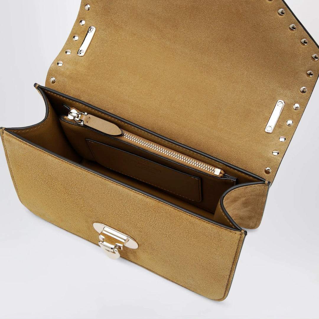 Valentino Garavani - Rockstud Havana small crossbody bag in beige suede