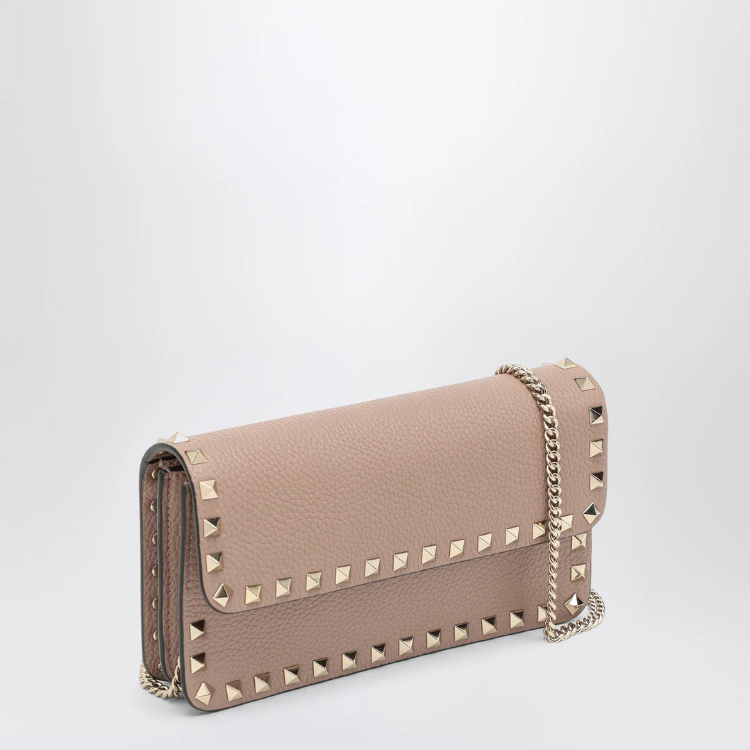 Valentino Garavani - Garnet calfskin Rockstud chain wallet