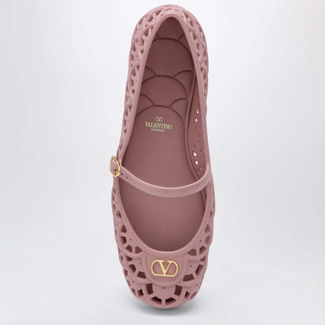 Valentino Garavani - Pink rubber VLogo Signature ballet flats