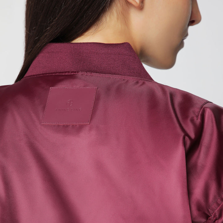 ANINE BING - Leon zip-up bomber jacket in burgundy