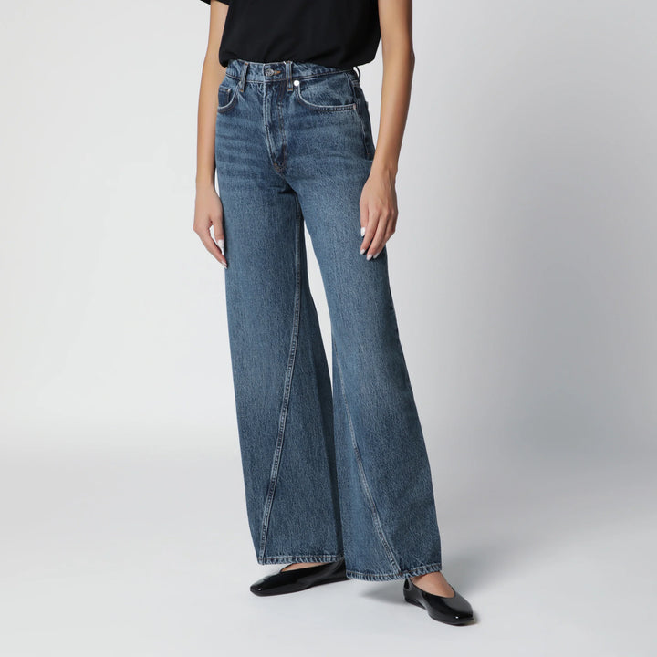 ANINE BING - Washed blue jeans with curved front seams