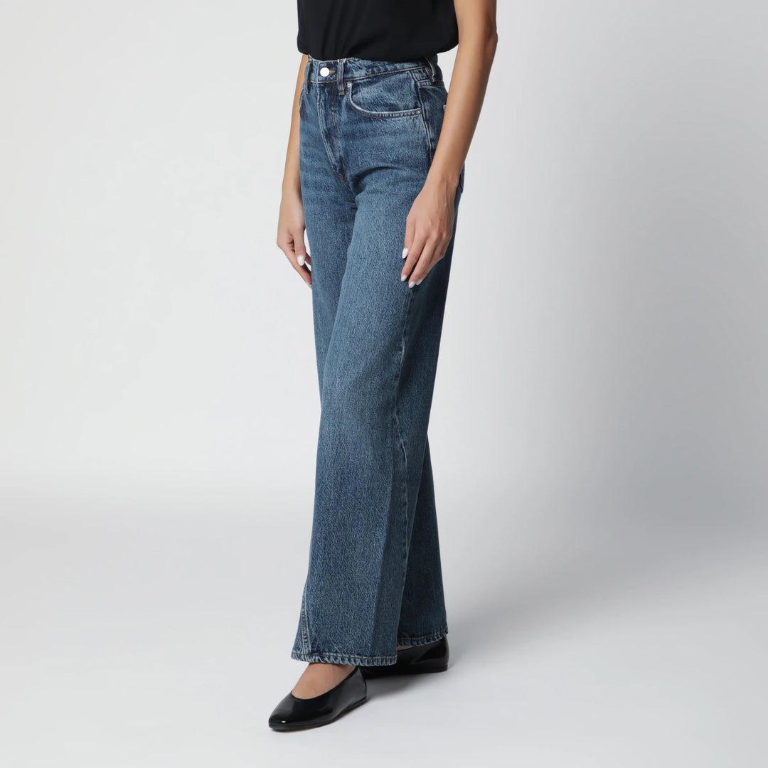 ANINE BING - Washed blue jeans with curved front seams