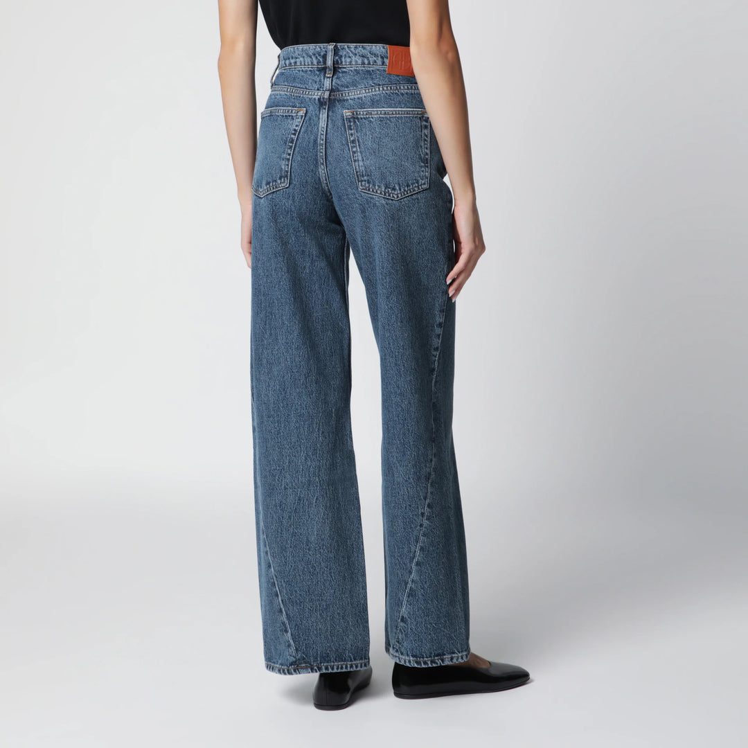 ANINE BING - Washed blue jeans with curved front seams