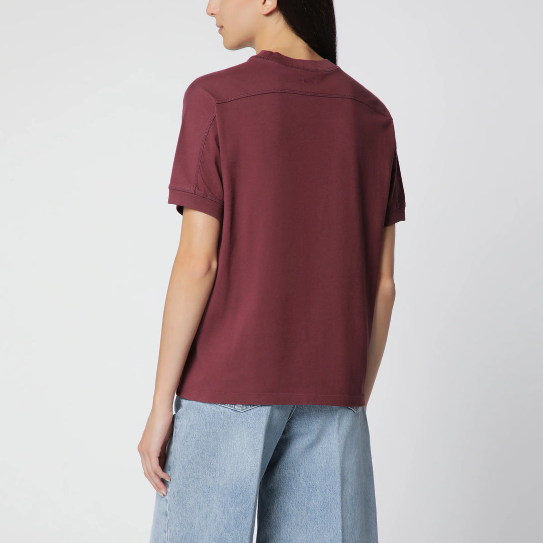 ANINE BING - Burgundy logo-print T-shirt
