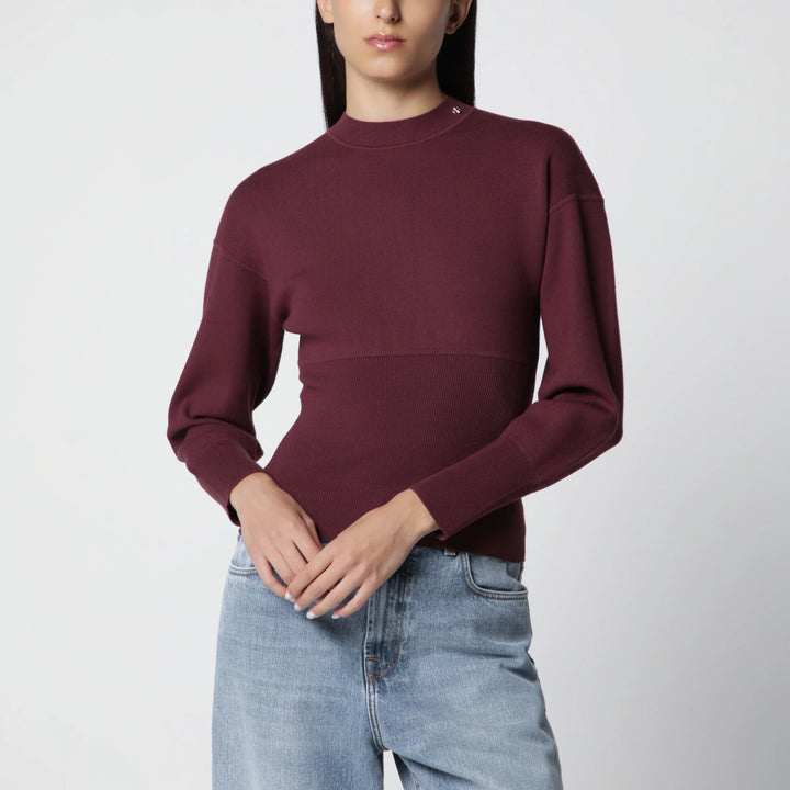 ANINE BING - Burgundy viscose-blend knit sweater
