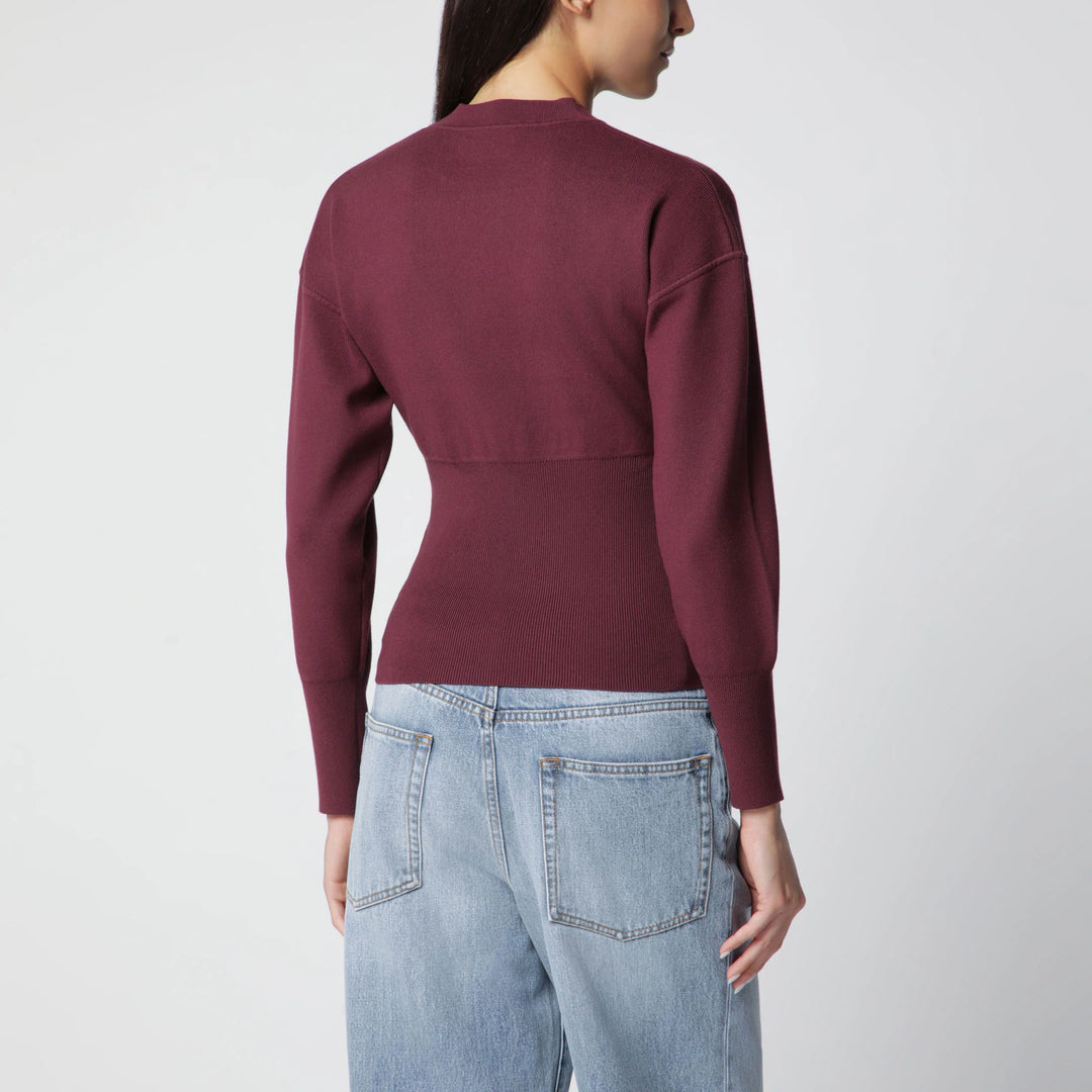 ANINE BING - Burgundy viscose-blend knit sweater