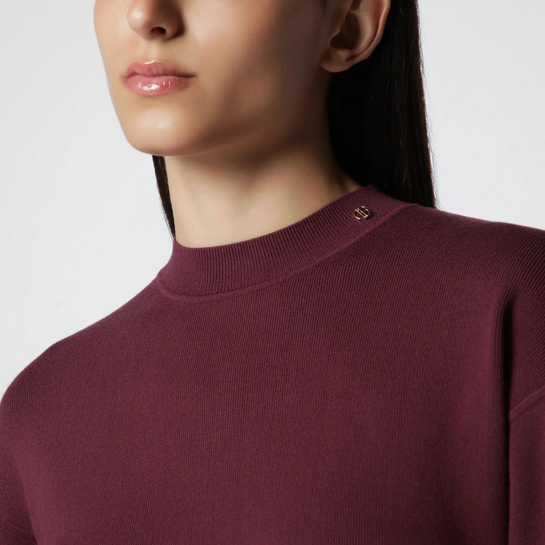 ANINE BING - Burgundy viscose-blend knit sweater