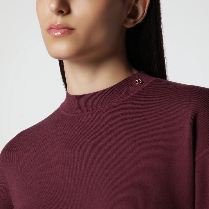ANINE BING - Burgundy viscose-blend knit sweater
