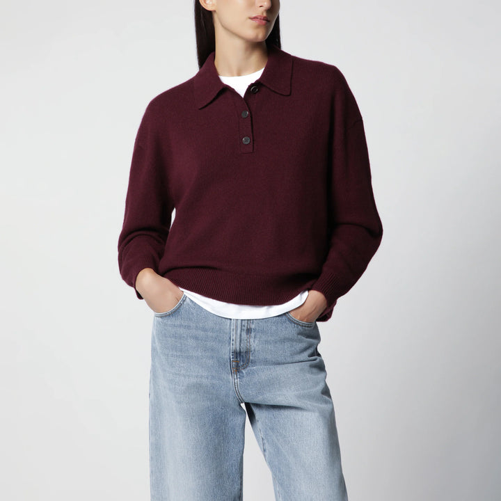 ANINE BING - Burgundy cashmere polo sweater