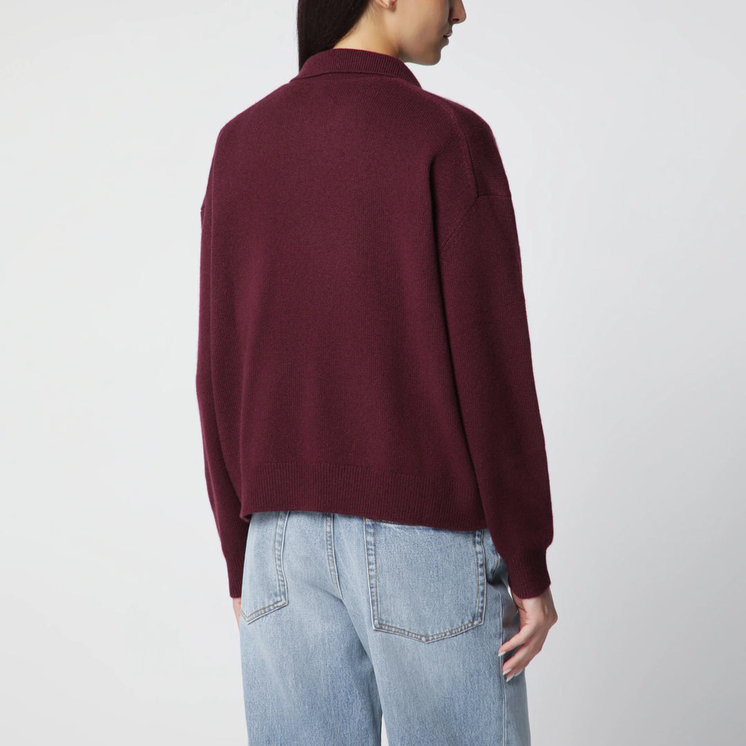 ANINE BING - Burgundy cashmere polo sweater