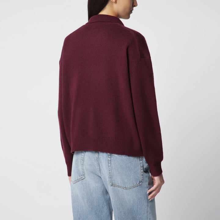 ANINE BING - Burgundy cashmere polo sweater