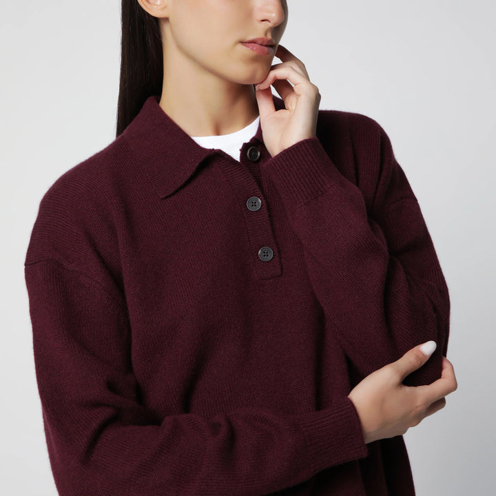 ANINE BING - Burgundy cashmere polo sweater