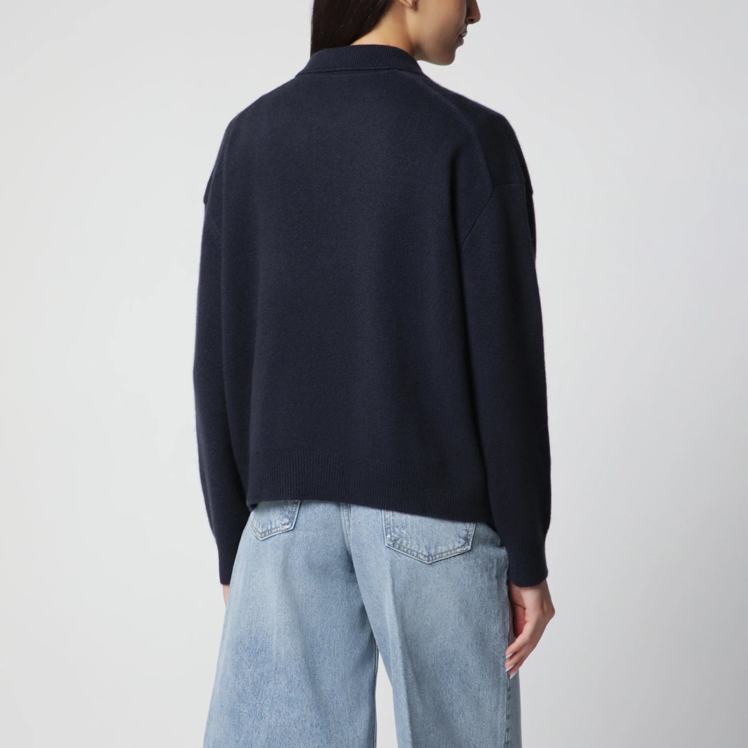 ANINE BING - Navy cashmere polo sweater