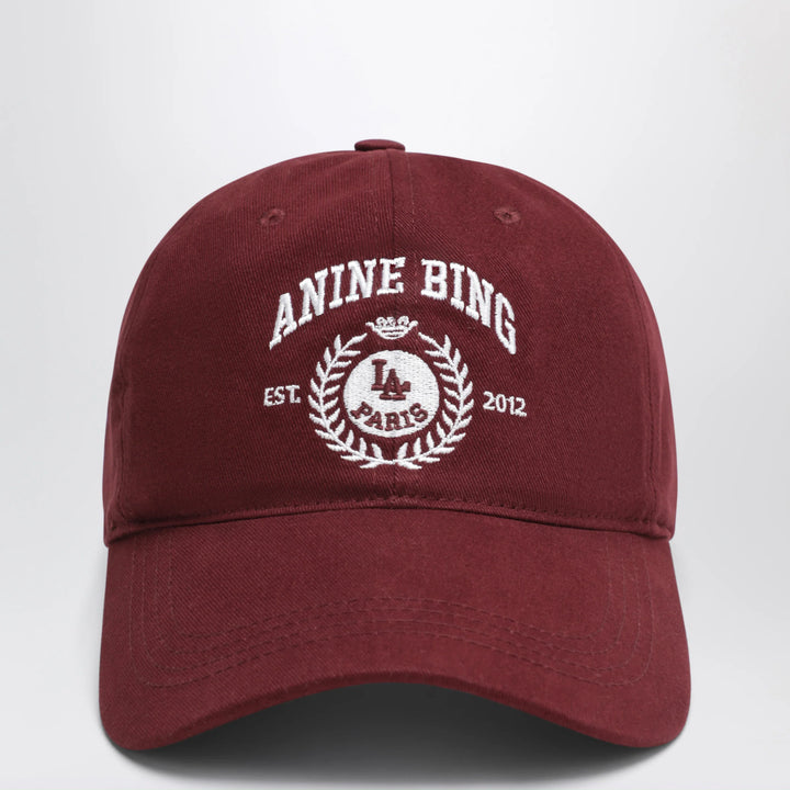 ANINE BING - Burgundy baseball cap with embroidered logo