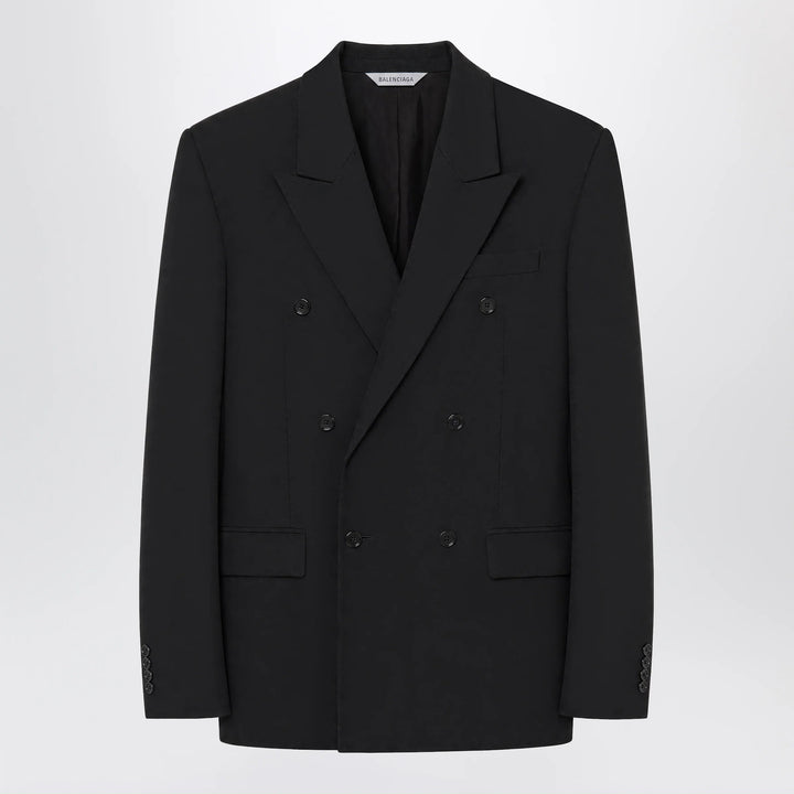 Balenciaga - Double-breasted tailored wool twill jacket in black