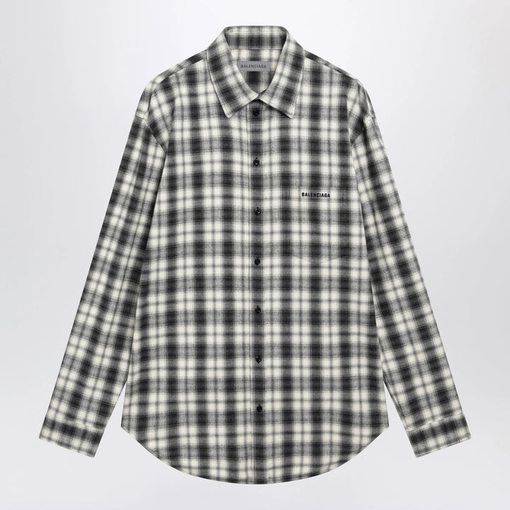 Balenciaga - Regular-fit checked cotton flannel shirt in white/black