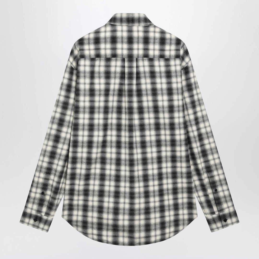 Balenciaga - Regular-fit checked cotton flannel shirt in white/black