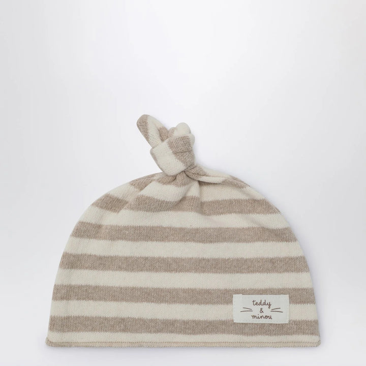 Teddy &amp; Minou - Beige striped cotton beanie
