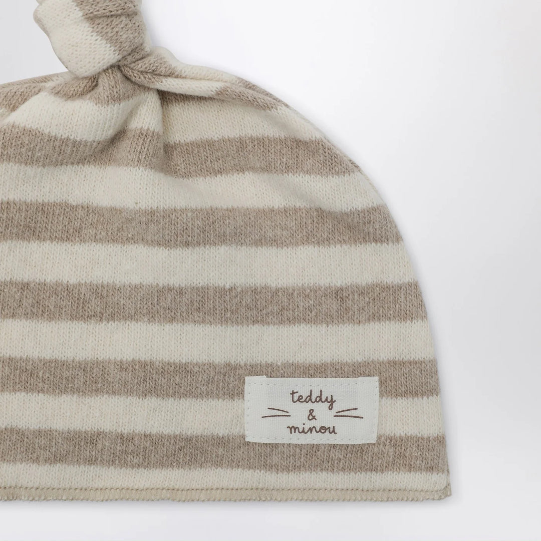 Teddy &amp; Minou - Beige striped cotton beanie