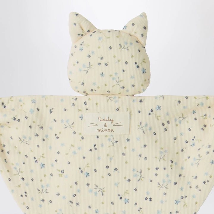 Teddy &amp; Minou - Avio blue floral doudou with kitten