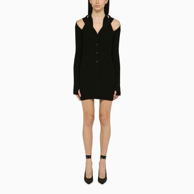 Dresses ANDREĀDAMO - Black ribbed mini dress with cut out - L Brand