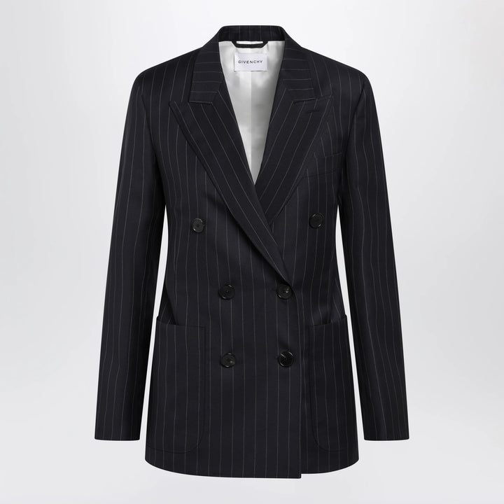 Givenchy - Double-breasted pinstripe wool jacket, dark navy