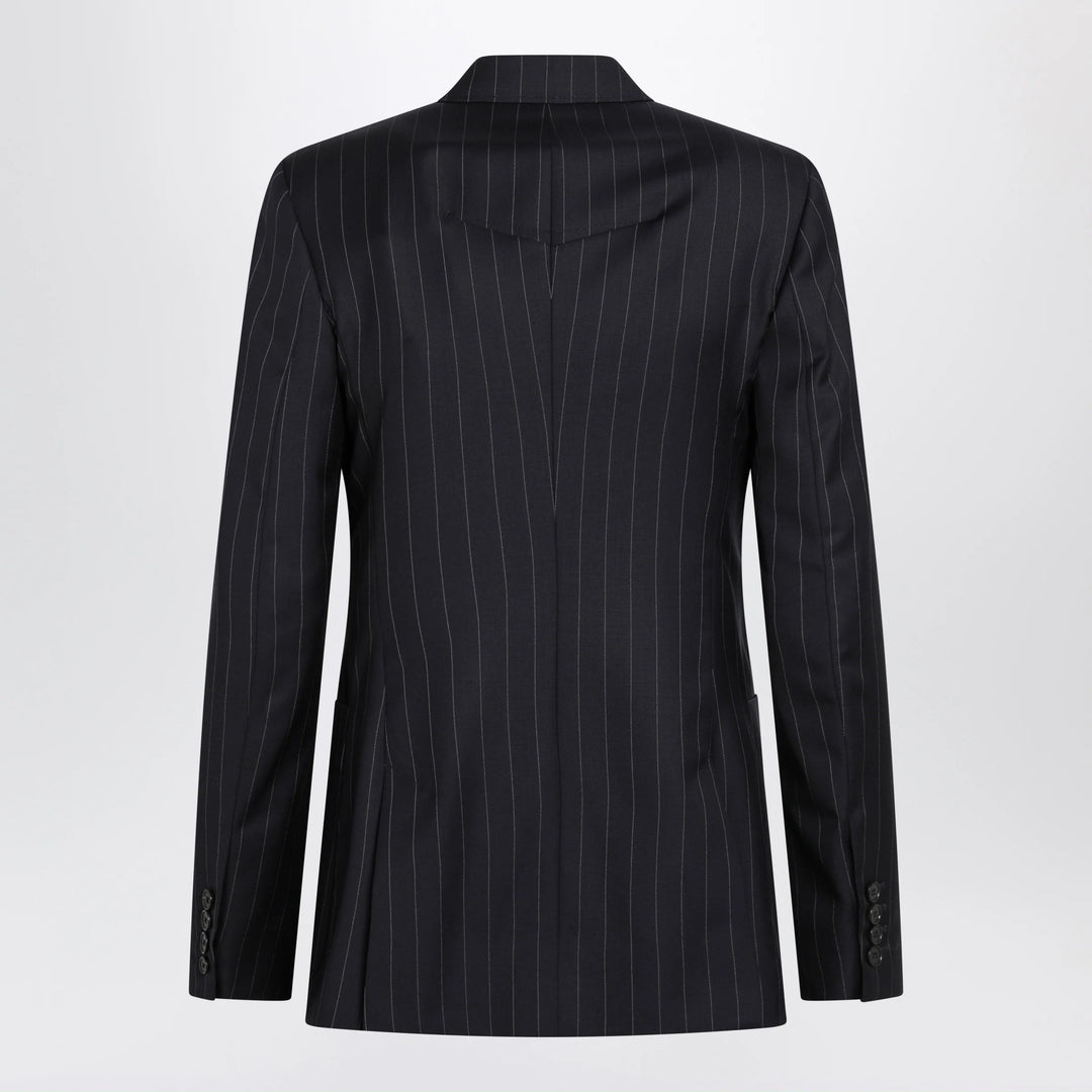 Givenchy - Double-breasted pinstripe wool jacket, dark navy