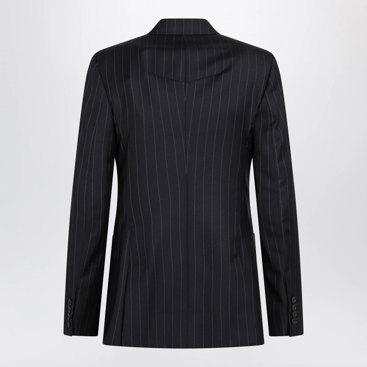 Givenchy - Double-breasted pinstripe wool jacket, dark navy