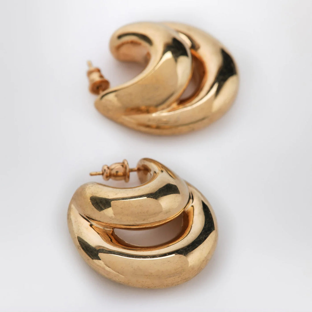 PANCONESI - Blow Up Huggies earrings in gold tone