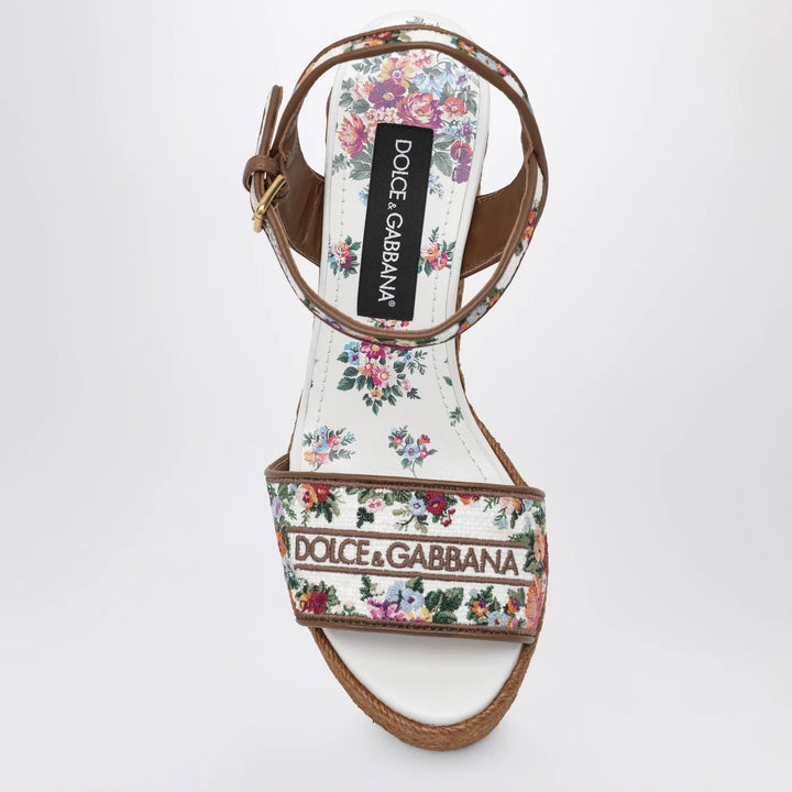Dolce&amp;Gabbana - Wedge sandals with logo embroidery