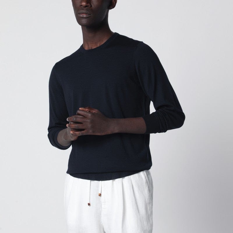 Shirts & Tops Drumohr - Navy blue wool crew-neck sweater - 48 IT Brand