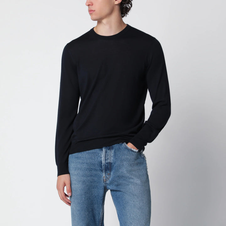 Drumohr - Navy blue wool crew-neck sweater